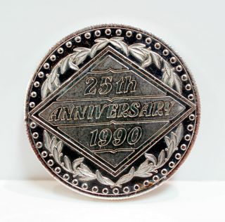   Ounce 999 Fine Silver Round Bullion 25th Anniversary 1990 Coin