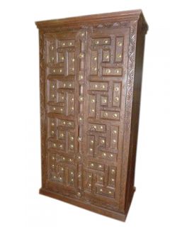   Antique Teak Wardrobe Armoire Colonial India Furniture 77x 40