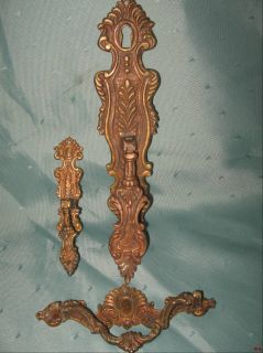 set antique victorian brass ornate drawer pull door handles