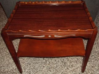 Antique Mahogany Two Tier Piecrust End Side Table