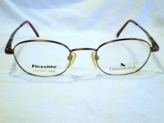 Vintage Chesterfield Eyeglasses Metallic Brown Spring Hinges 44 19 130 
