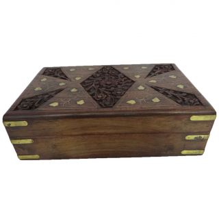 Antique Wooden Box Vintage Style Small Jewelry Box Storage Wood Trunk 