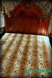 NEW KING FAUX FUR BEDSPREAD SNOW LYNX ACCENT RUGS THROWS BEDDING 