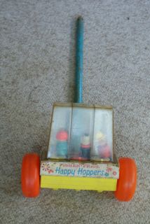 Old Vintage 1959 1969 Fisher Price Push Toy Happy Hoppers Vaccum 