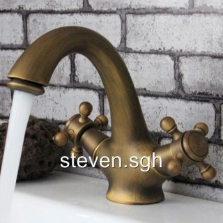 Luxury Antique Brass Bathroom Vessel Sink Faucet Mixer Tap A29