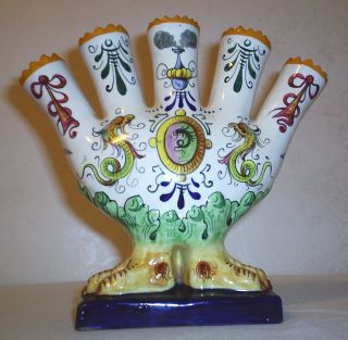 Antique Fantechi Grotesque Finger Vase Italian Pottery