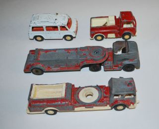 Vintage Antique Tootsie Toy Fire Trucks and Ambulance Rescue Vehicle 