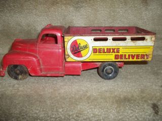 Antique toy truck Delux Delivery Red Truck   MARX Toys