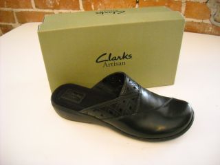 Clarks Artisan Black Leather Ruthie Star Mules 11 New