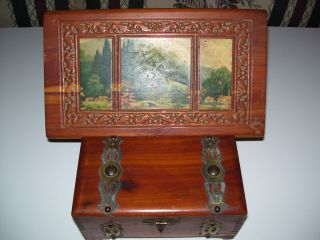 vintage antique cedar boxes decorative cedar chest home decor jewelry 