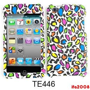 ipod touch 4th gen 4g colorful leopard white phone case cover skin 