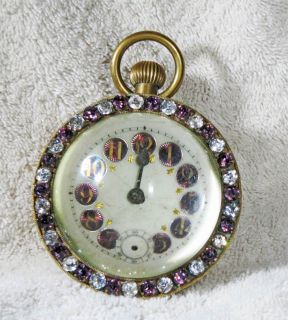 very fancy jeweled antique paperweight clock as is