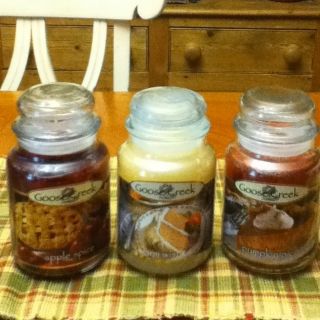 Lot of 3 New GOOSE Creek Jar Candles Pumpkin Pie Apple Pie Warm Wishes 