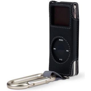 Apple Ipod Nano 1G 2G 1st 2nd Gen Belkin Carabiner Black Leather Case 