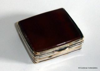 nice little antique silver plate agate snuff box