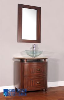 32 Antique Bathroom Vanity Single Vessel Sink Cabinet w Marble Free 