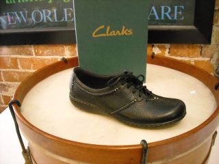 Clarks Black Pebbled Leather Lace Up Beals Comfort Shoes 8.5 NEW