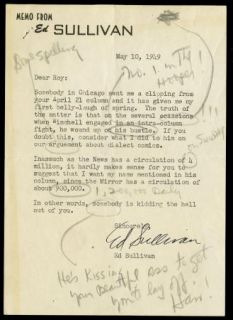   Vintage 1949 Typed Letter Signed re Walter Winchell Autographed