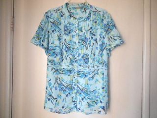 Womens APT. 9 Plus Size 2X Shirt Top Blouse Aqua Teal Perwinkle Floral 