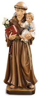 Saint St Anthony Hand Carved and Painted Wooden Statue Amazing Art 