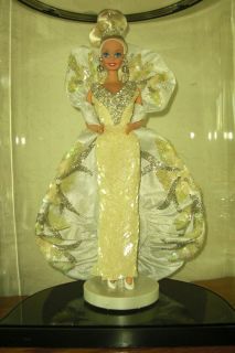 Bob Mackie Platinum 1991 Barbie Doll with Artwork in Display Case 