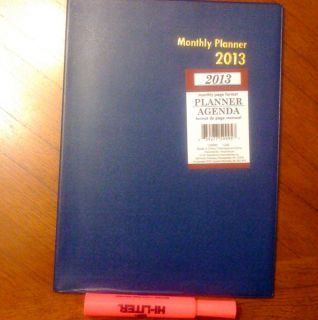 2013 Weekly Appointment Planner Calendar Agenda Book Full Sized Blue 