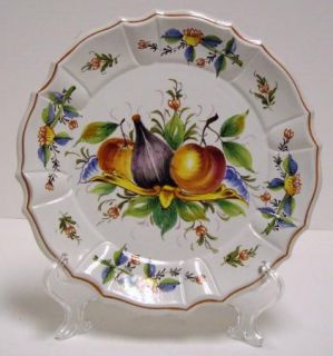   Decorative Hand Painted Italy Plate Fruit Flowers Scalloped Edge