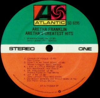 Aretha Franklin Original 1971 LP Greatest Hits Nice LP