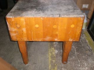 Antique Butcher Block Table Chopping Block Character Patina $169DLVD 