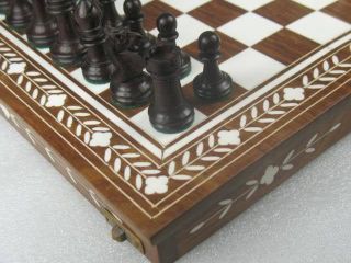 Handcarved Camel Bone Antique Chess Set include 12 Folding Board 