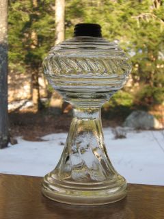 Antique Vintage Pattern Glass Kerosene Oil Table Lamp