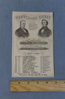 1856 Antique 19thC *Democratic Ticket* James Buchanan Presidental 