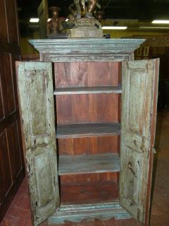 Rustic Cabinet Antique Jaipur Armoire Storage Chest Blue Patina