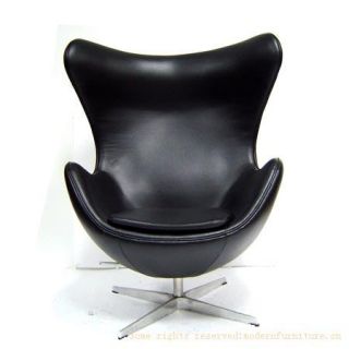 Arne Jacobsen Style Modern Leather Egg Swivel Chair New