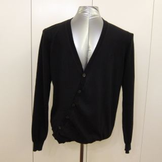 McQ Alexander McQueen Assymetric Black Cotton Knitted Cardigan Sz M 