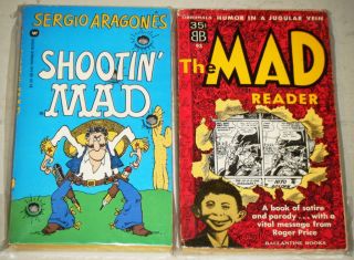 SERGIO ARAGONES SHOOTIN MAD & MAD READER Vintage Rare Paperback Book 
