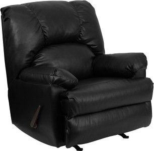 CONTEMPORARY APACHE BLACK OR BROWN LEATHER ROCKER RECLINER