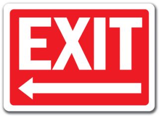 exit sign with left arrow 10 x 14 osha safety