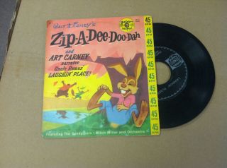 Art Carney Zip A Dee Doo Dah Golden Records 45 RPM Walt Disney Mitch 