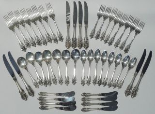 WALLACE GRAND BAROQUE STERLING 6 PIECE PLACE SETTING SERVICE FOR 8 