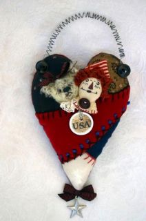 Freedom Heart Teddy Bear Raggedy Ann Sandy Fleming