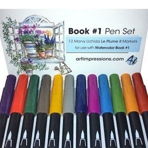 Art Impressions Watercolor Pen Set Marvy Leplume II Dual Tip Markers 