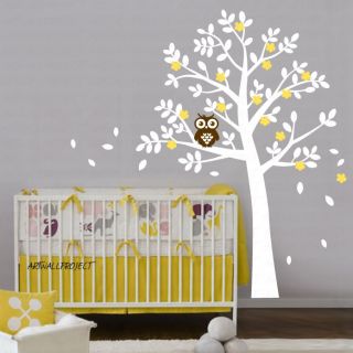 Nursery Wall Decal   Rounded Leaf Tree with Owl
