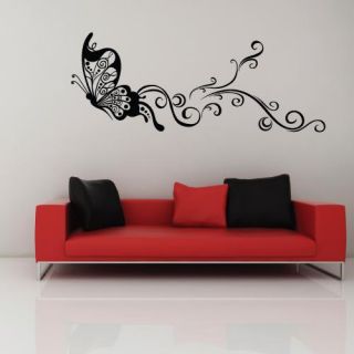 Black Large Butterfly Mural Art Wall Stickers Vinyl Decal Home Room 
