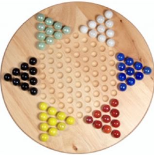 Chinese Checkers Solid Wood with Glass Marbles Heirloom Quality Board 