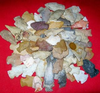 100 Colorful Missouri Indian Arrowheads Artifacts
