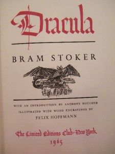 Limited Editions Club Dracula by Bram Stoker Signed by Illustrator 