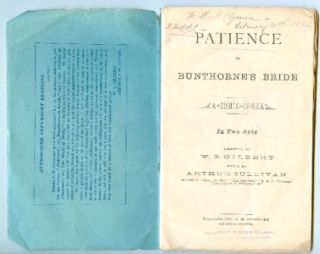1881 GILBERT & SULLIVAN PATIENCE Libretto 1st U.S. ?