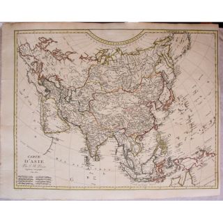 Asia China Japan Laos Korea India Old Map Baptiste 1810