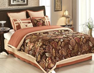   Embroidered Peony Comforter Set Bed in bag California / Cal King